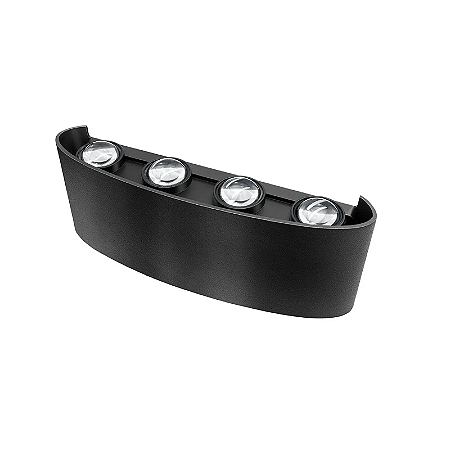 ARANDELA LED LENT QUATRE SOBREPOR 8W LUZ BRANCO QUENTE PRETO LUMANTI