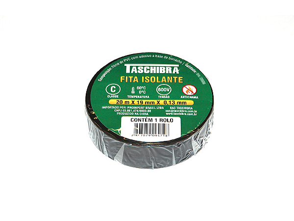 FITA ISOLANTE 19 X 20 METROS PRETA TASCHIBRA