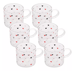 CONJUNTO 6 CANECAS VIDRO LOVE 125ML LYOR