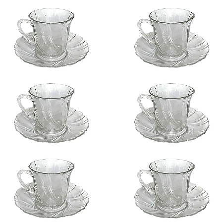 JOGO 6 XÍCARAS CHÁ COM PIRES SYCHELLE MONALISA