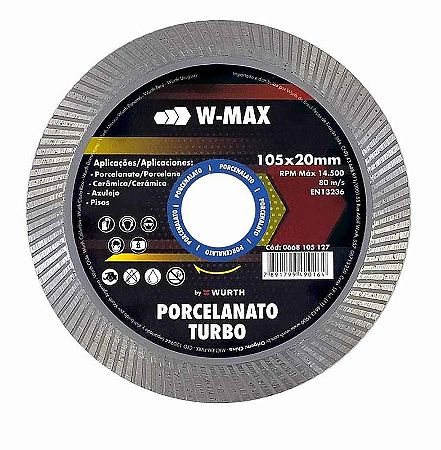 DISCO CORTE DIAMANTADO TURBO W-MAX 105X20