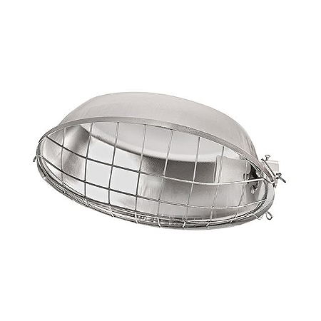 LUMINÁRIA OVAL ZINCADA COM GRADE