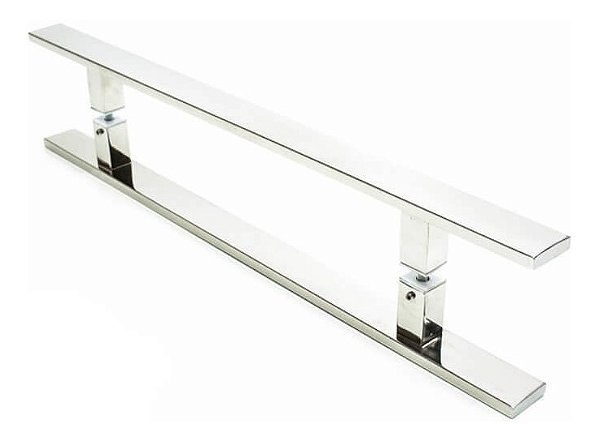 PUXADOR DUPLO PLANO EM ALUMÍNIO CROMADO 400MM