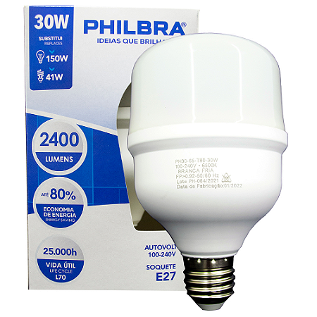 LÂMPADA LED BULBO 30W 6500K PHILBRA