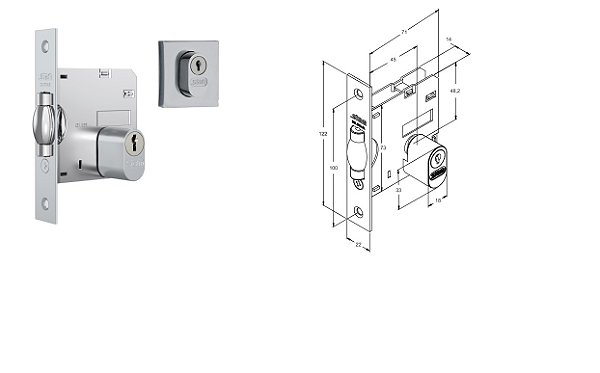 FECHADURA STAM 1005 PIVOTANTE ROSETA QUADRADA ACETINADO