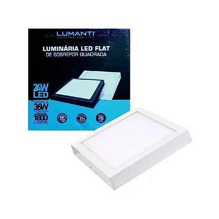 PAINEL LED SOBREPOR QUADRADO 24W 30CM LUZ BRANCA FRIA LUMANTI