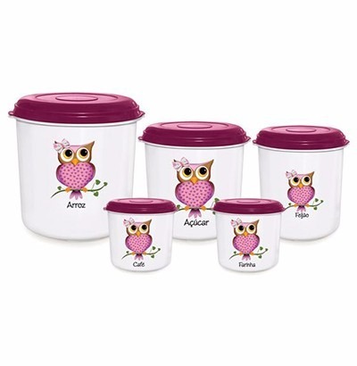 CONJUNTO MANTIMENTOS 5 PEÇAS REDONDO CORUJA