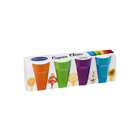COPO CLEAR 450ML COM 4 PEÇAS