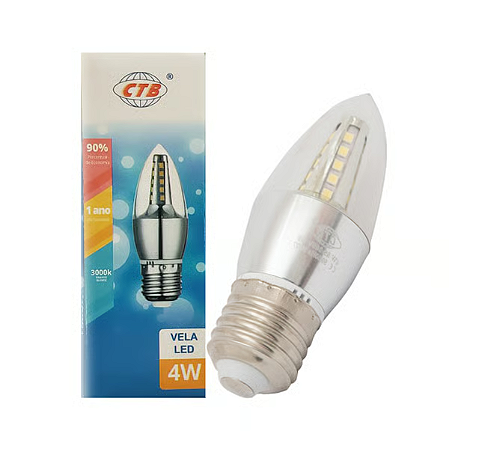 LÂMPADA LED VELA COMUM E27 4W 3000K  CTB