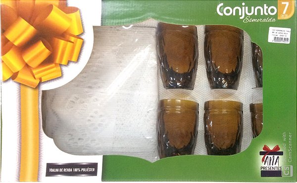KIT ESMERALDO TOALHA BRANCA +6 COPOS ÁGUA