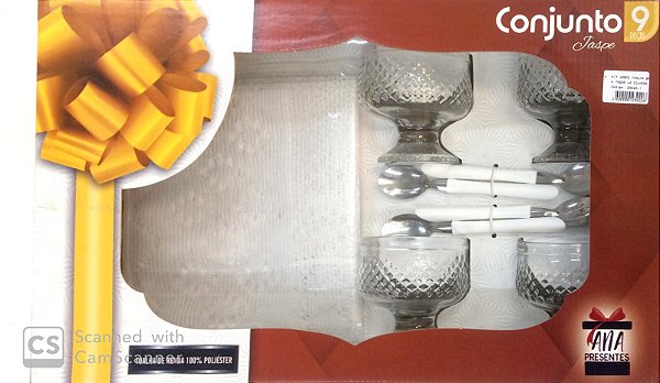 KIT JASPE TOALHA BRANCO + 4 TAÇAS +4 COLHER
