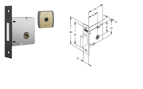 FECHADURA STAM 1004 ROSETA QUADRA OXID