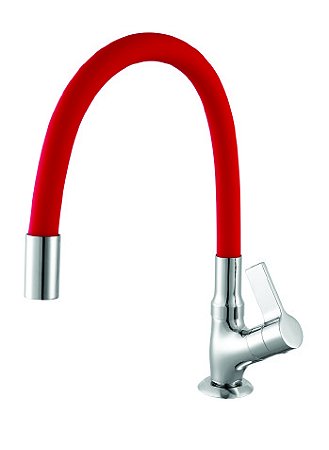TORNEIRA MEBER COZINHA BICA MÓVEL 1173 C36 CROMADO/VERMELHA