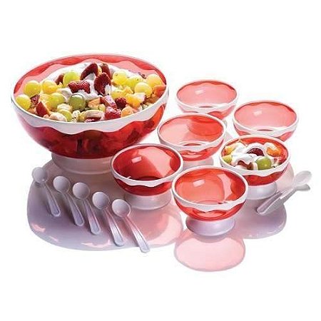 CONJUNTO SOBREMESA VERMELHO 13 PEÇAS ONDULADO ACD 35