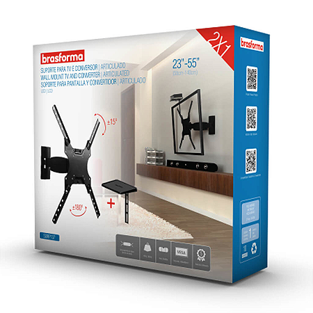 SUPORTE PARA TV BI ARTICULADO 3 MOVIMENTO BRASFORMA