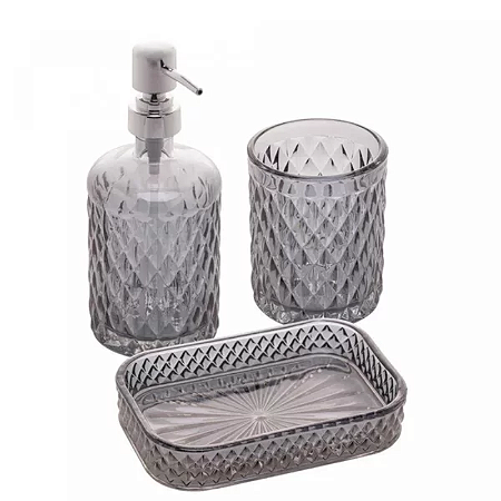 CONJUNTO 3 PEÇAS PARA BANHEIRO VIDRO LITT 26701