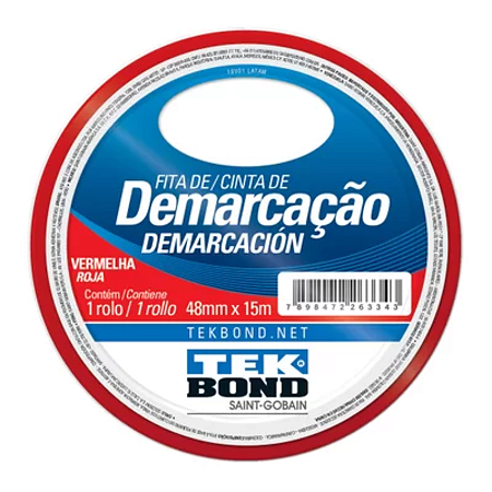 FITA DEMARCAÇÃO SOLO VERMELHA 48MMX15M TEK BOND
