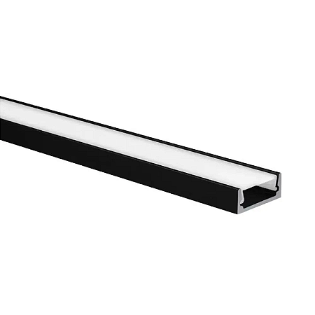 PERFIL PARA FITA DE LED 17MM SOBREPOR 2M PRETO