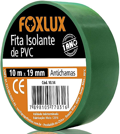 FITA ISOLANTE 19MMX10M VERDE FOXLUX