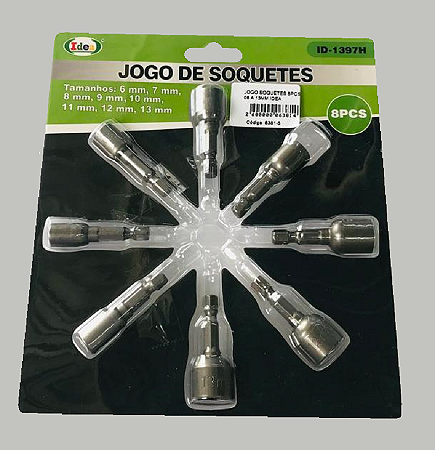 JOGO SOQUETES 8 PEÇAS  06 A 13MM IDEA