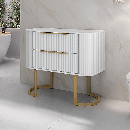 GABINETE FABRIBAM ALICE 100+ PÉ DOURADO - BRANCO