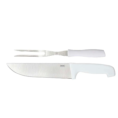 CONJUNTO ASSADOR 2 PEÇAS FACA 9" E GARFO BRANCO MOR