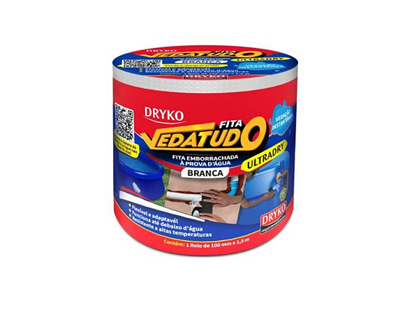 FITA VEDATUDO ULTRADRY BRANCA 100MMX1,5 DRYKO