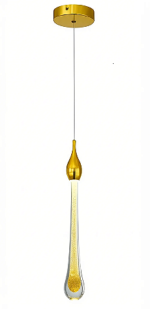 PENDENTE METAL DOURADO GOTA CRISTAL 3000K