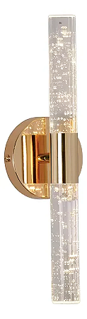LUMINÁRIA ARANDELA LED CRISTAL BOLHAS TUBULAR DOURADO