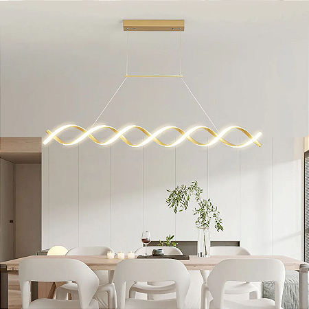 LUSTRE PENDENTE LED ESPIRAL GOLD BQ/BM/BF
