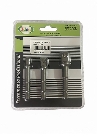 KIT SOQUETE 3 PEÇAS 1/4-3/8-1/2 IDEA