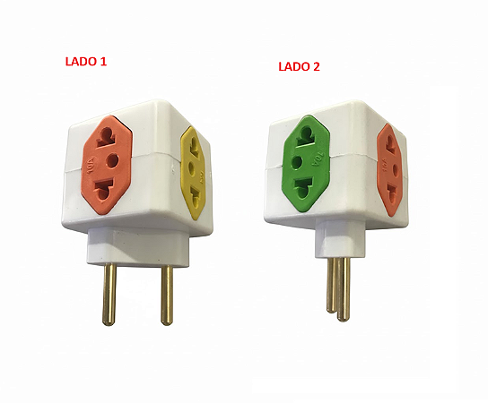 PINO CUBO 2P 3T VERDE CLARO/LARANJA/AMARELO 10A 1T 20A VERMELHO