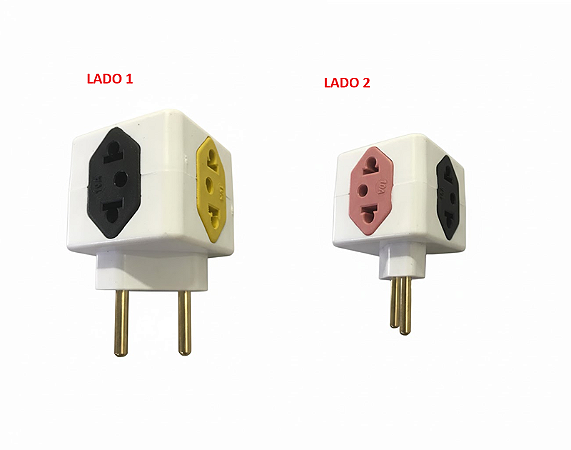 PINO CUBO 2P 3T ROSA/PRETO/AMARELO 10A 1T 20A VERMELHO