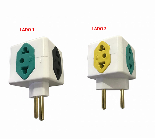 PINO CUBO 2P 3T AMARELO/VERDE AGUA/PRETO 10A 1T 20A VERMELHO