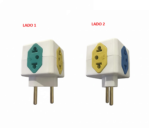 PINO CUBO 2P 3T VEDE ÁGUA/AMARELO/AZUL 10A 1T 20A VERMELHO