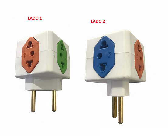 PINO CUBO 2P 3T AZUL/LARANJA/VERDE CLARO 10A 1T 20A VERMELHO