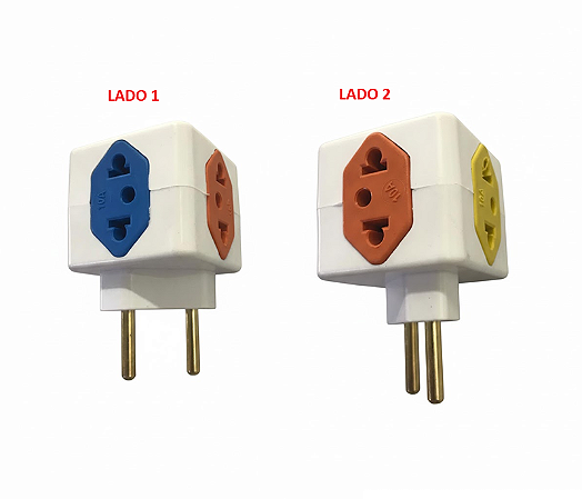 PINO CUBO 2P 3T AZUL/LARANJA/AMARELO 10A 1T 20A VERMELHO