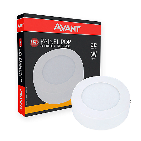 PAINEL LED SOBREPOR REDONDO 6W LUZ BRANCA FRIA AVANT