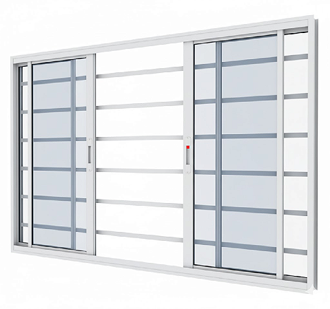 VITRO 4 FOLHAS 1,50X1,00X0,70 COM GRADE COM FECHADURA BRANCO