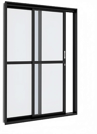 PORTA VITROLAR CORRER 2F 150X216X14 PRETA DIREITA