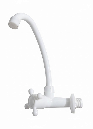 TORNEIRA PLÁSTICO BICO MÓVEL PAREDE HIDROTEC BRANCO