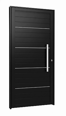 PORTA PIVOTANTE FILETE COM FRISO COM PUXADOR 120X2205X14 PRETO DIREITA