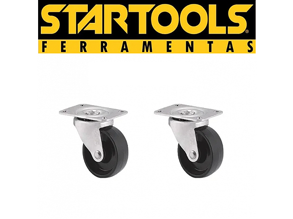 KIT RODIZIO GIRATÓRIO PRETO 2' COM 2 PEÇAS STARTOOLS