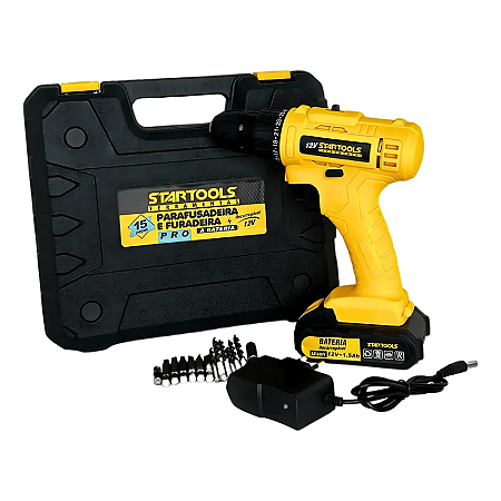 PARAFUSADEIRA 15 PEÇAS 12V BIVOLT STARTOOLS