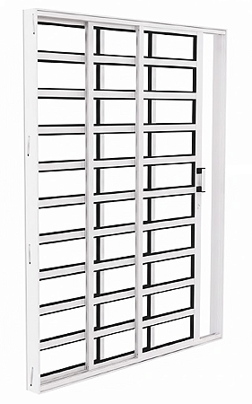 PORTA CORRER ALUMÍNIO 3 FOLHAS HORIZONTAL 215X160X10 DIREITA BRANCA