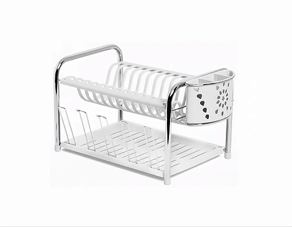 SECADOR LOUÇA COM PORTA COPO BRANCO E CROMADO NIQUELA