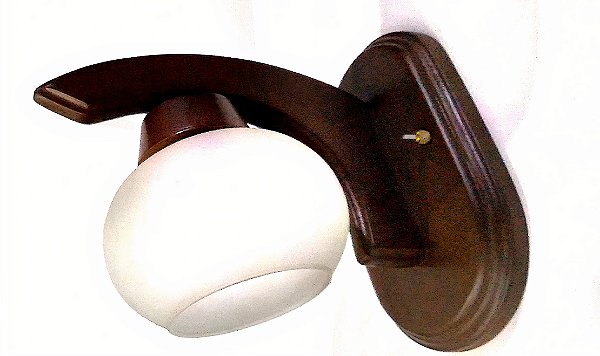 ARANDELA MADEIRA COM VIDRO BOLINHA