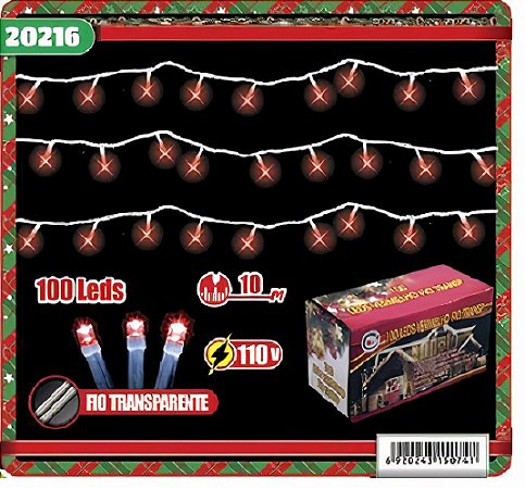 PISCA PISCA LED 100 LAMP SEQ 8F 110V 10M VERMELHO