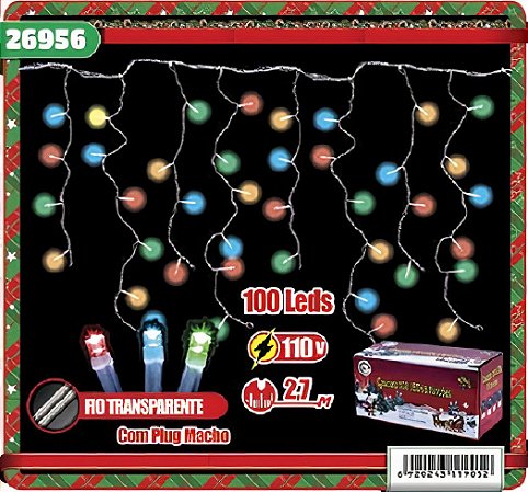 CASCATA 100 LAMP LED SEQ 8F 110V 2 7M COLORIDO