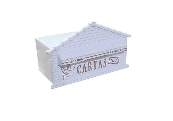 CAIXA CORREIO COR BRANCO COM DETALHE EM DOURADO N8